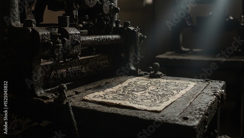 Antique printing press detail