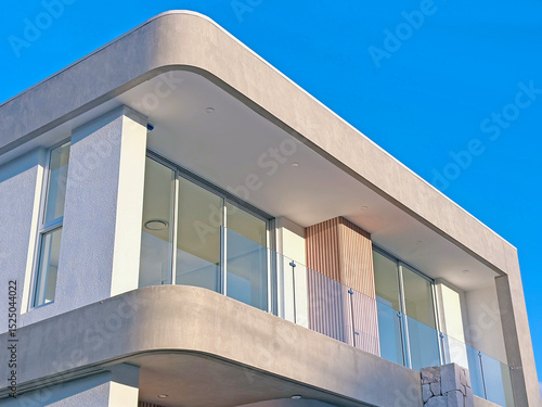 Balcony of a new modern two storey duplex house