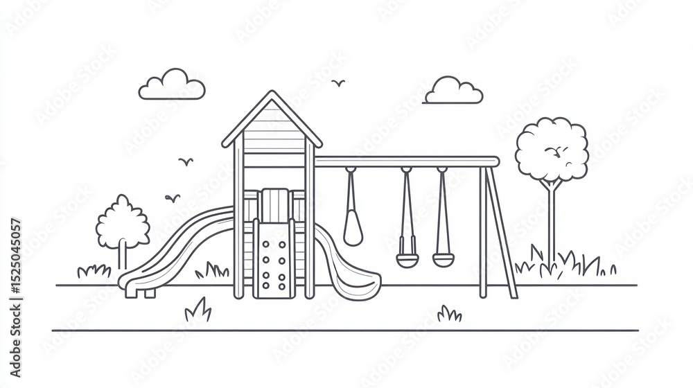 Fototapeta premium Simple line drawing of a playground (2)
