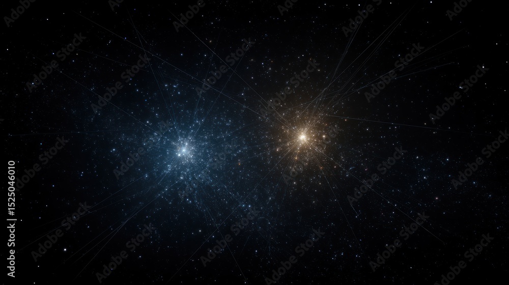 Fototapeta premium Binary Star System Formation with Interstellar Dust and Luminous Nebula