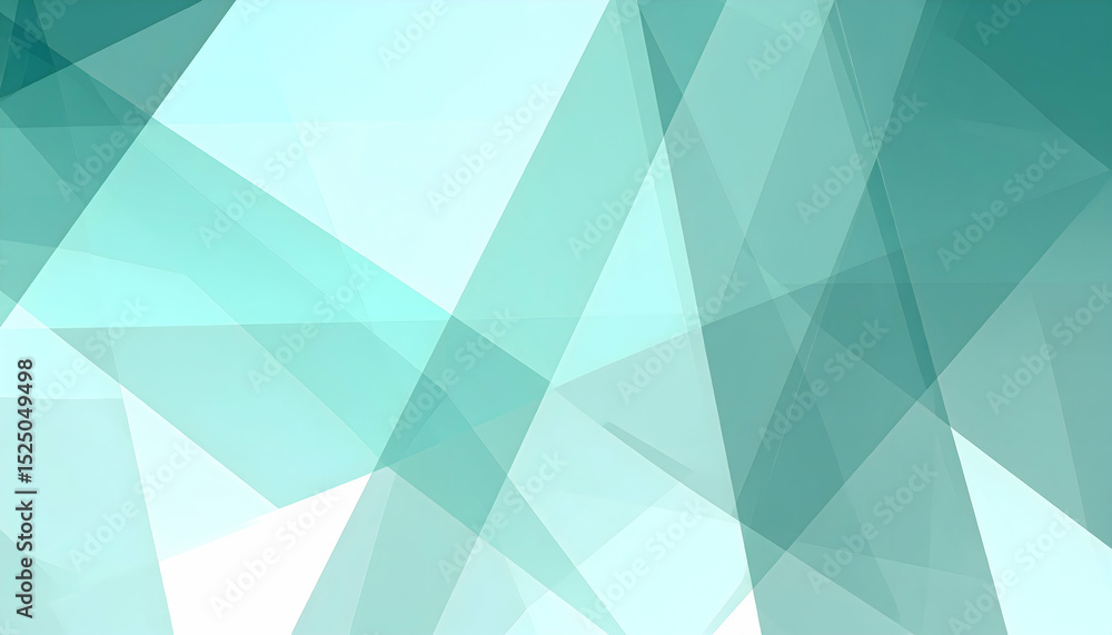 Obraz premium Geometric abstract pattern with layered translucent shapes in teal and white