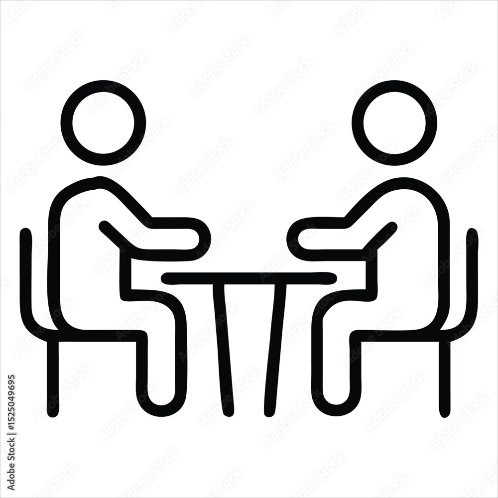 Two people sitting at a table icon isolated on white background Two people sitting at a table icon isolated on white background