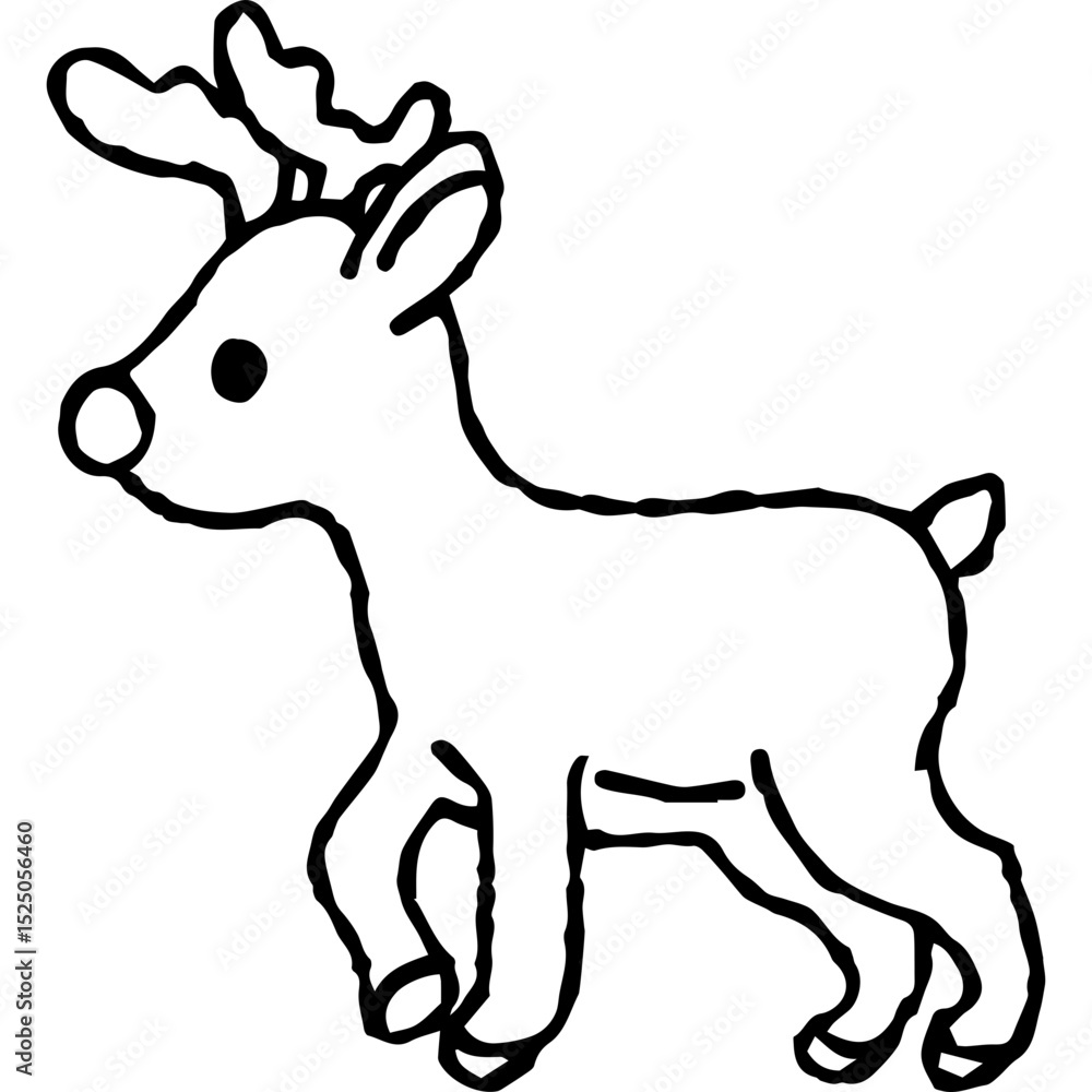 Obraz premium Walking Reindeer Doodle