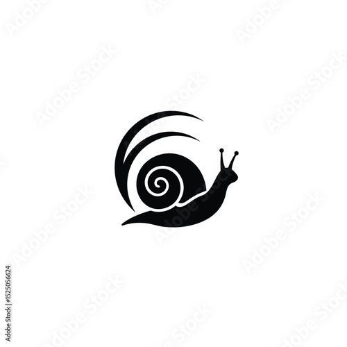Elegant snail design black silhouette logo