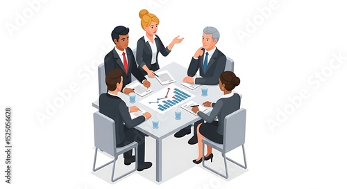 Group Discussing Chart in Meeting at Table