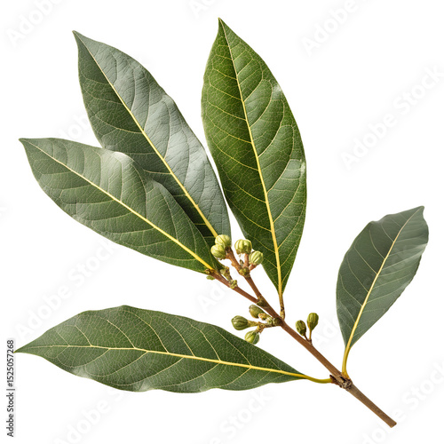 Ultra-Realistic Laurus Nobilis Leaf Isolated on White Background, 8K Detail