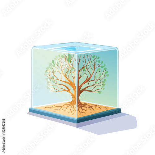 Tree in Transparent Cube – Nature and Sustainability in Controlled Environment