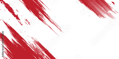 Straight red ink vector lines pack. Bloody color long and round hand-drawn brushstroke text highlights, frames, circles. Asian calligraphy brushstroke set.