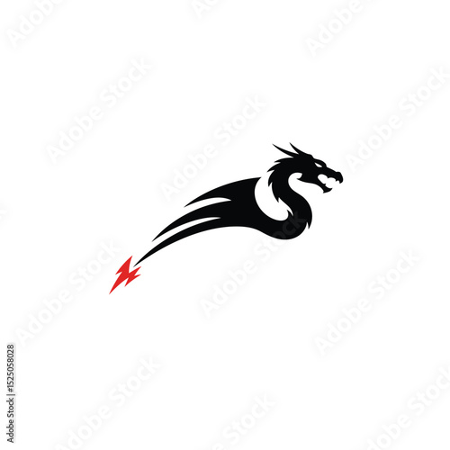 Black dragon speed power energy logo design