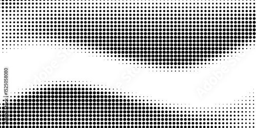 Dot grid pattern vector illustration. Simple black white point background with small and large polka dots. Abstract futuristic dotted mesh with gradient effect. Geometric minimal digital design.