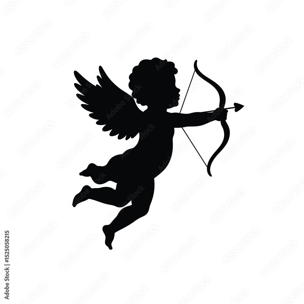 Fototapeta premium Cupid silhouette valentine's day romantic love angel
