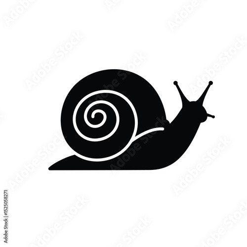 Black silhouette snail shell spiral icon design