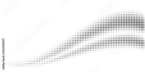 Hexagon halftone gradient texture. Abstract black grunge background. Geometric retro halftone tech wallpaper. Fading wavy hexagonal pattern backdrop. Vector vanishing honeycomb grunge bitmap overlay