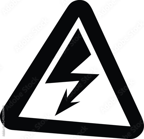 High Voltage Danger Symbol Black Lightning Bolt Icon Inside a Triangle Warning Sign