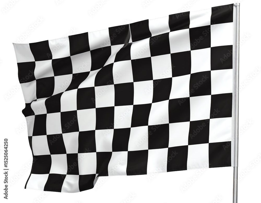 Fototapeta premium A checkered racing flag waving in the wind.