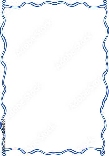 Doodlle coastal summer whimsical  frames. Doodle hand drawn vintage bows, ribbon,squiggly, wavy borders.Cute vector elements minimalist line art borders for birthday card, wedding invitation,poster,ba