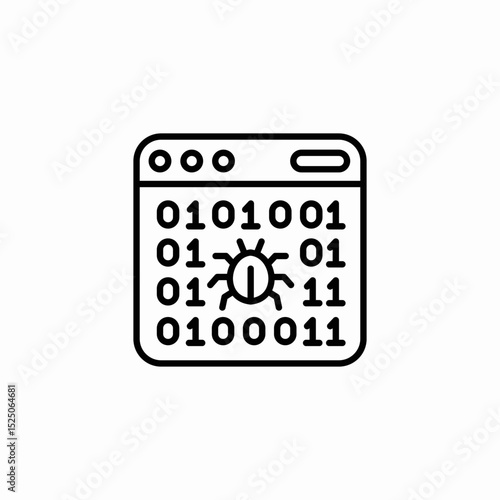 binary code bug icon sign vector