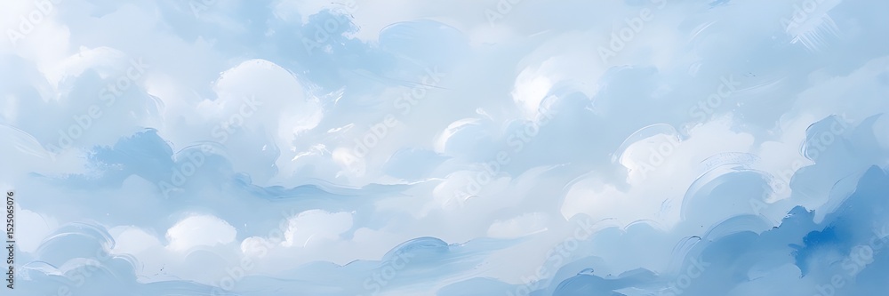 Fototapeta premium An abstract painting with a soft, cloud-like texture with a blend of light blue and white hues.