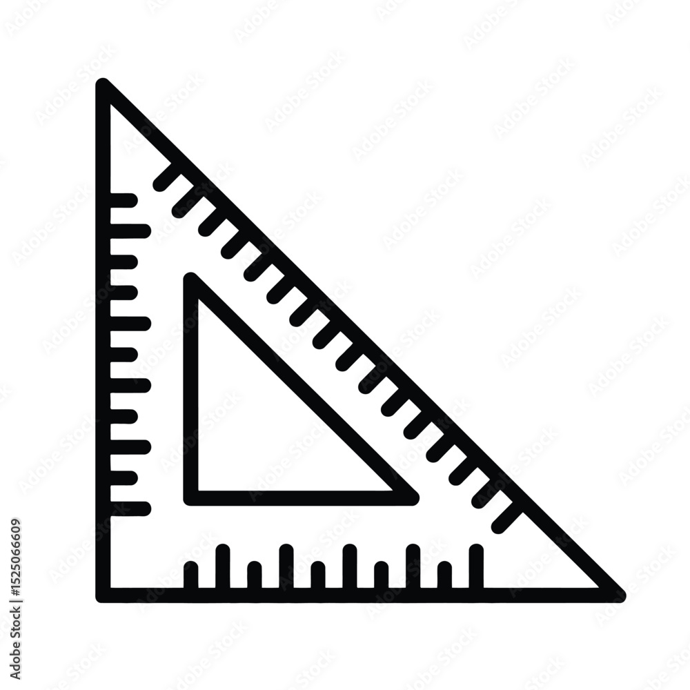 Black and White Triangle Ruler Icon Illustration Black and White Triangle Ruler Icon Illustration