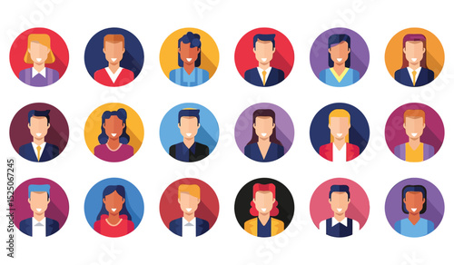 Professional man icon set diverse male figures for business and web design