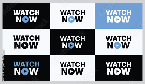 Modern watch now button design clean colorful and versatile
