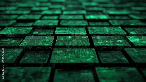 Risk of Dangerous Malware Attack Concept. Abstract Green Technology Background with 3D Grid of Digital Data Processing Elements