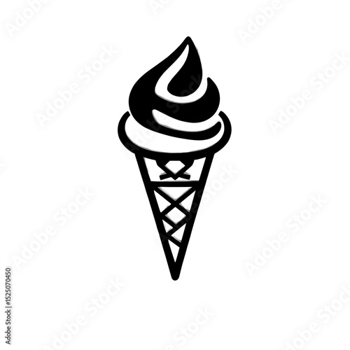 Stylized black silhouette of a soft-serve ice cream cone, symbolizing sweetness and indulgence
