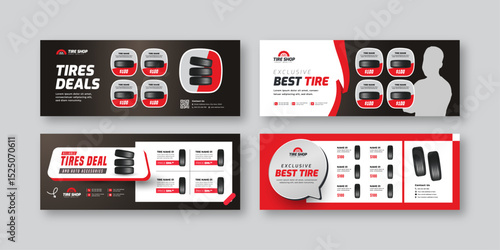 Tire shop social media banner design for car service promotion | Automotive repair and tire sale advertising template