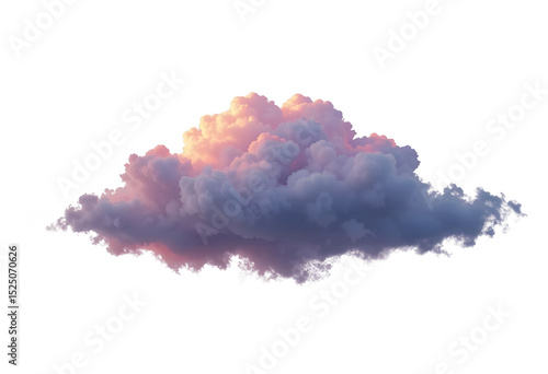 Wispy Sunset Cloud PNG – Light Cirrus Cloud with Warm Sunset Tones on Transparent Background