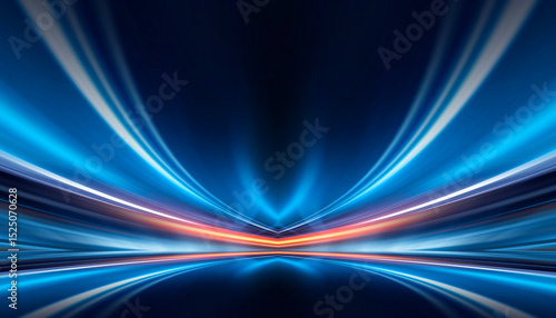 Dark abstract background with neon light, blurred lines