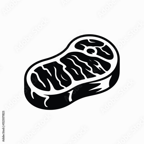 Black and White Illustration of a Single Steak