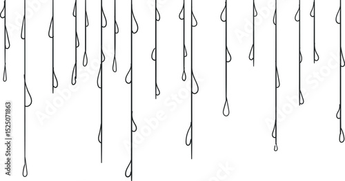 An illustration of vertical sticks or lines that contain drops of water or liquid.