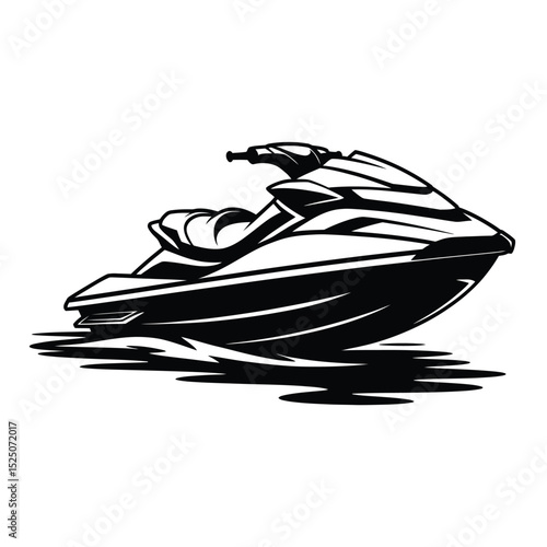 Black and White Jet Ski Illustration