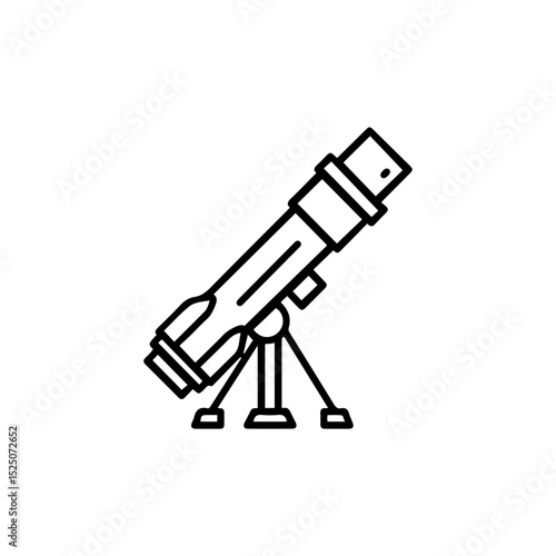 Minimalist linear icon of a launcher system on a tripod, isolated on white background