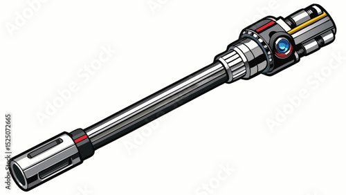 A precision torque wrench with a textured black handle and steel body. Essential for tightening bolts to exact specs. Captured in detail, isolated on a clean white surface.