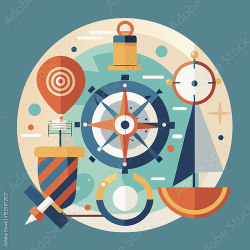 World Maritime Day Vector Set with Ships, Navigation, and Ocean Icons