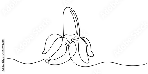 Bananas continuous one line drawing set. Outline banana fruit icon collections isolated on a white background. Editable stroke. Vector illustration, Continuous one line drawing hand peeling banana