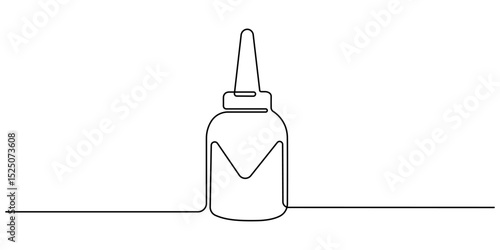 Lubricant oil and bicycle chain, Bicycle Chain Lubricant Bottle continuous one line drawing, Dropping oil.