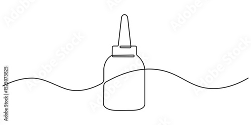 Lubricant oil and bicycle chain, Bicycle Chain Lubricant Bottle continuous one line drawing, Dropping oil.