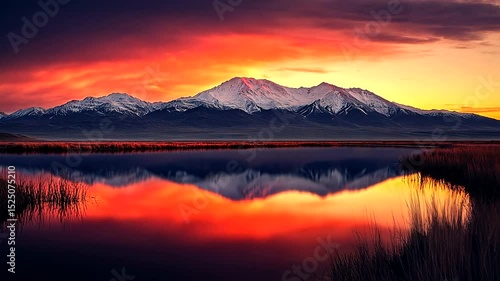 Wallpaper Mural Majestic Mountain Sunset Reflection in Water Torontodigital.ca