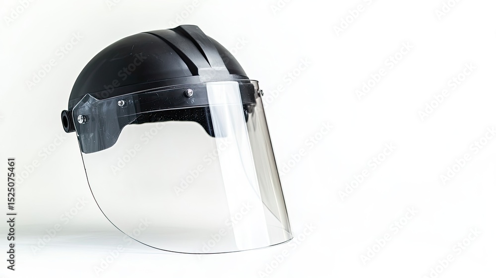 Fototapeta premium Black Safety Helmet with Clear Visor for Protection Against Hazards