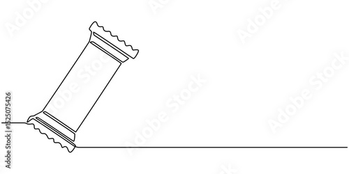 Continuous one line drawing of half opened chocolate bar hand drawn vector illustration. Single line drawing, Vector continuous one line chocolate illustration, Continuous one single line drawing.