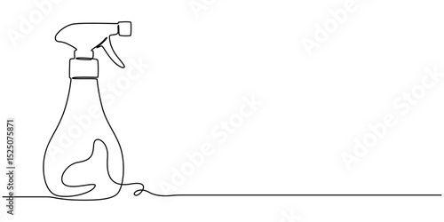 Disinfectant Spray Continuous Line Editable Stroke Icon, Detergent spray bottle dispenser vector. One line continuous drawing illustration. Hand drawn linear silhouette icon. Cleaning product.