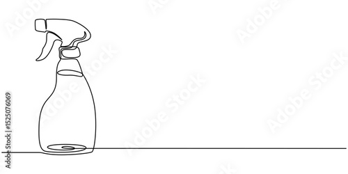 Disinfectant Spray Continuous Line Editable Stroke Icon, Detergent spray bottle dispenser vector. One line continuous drawing illustration. Hand drawn linear silhouette icon. Cleaning product.