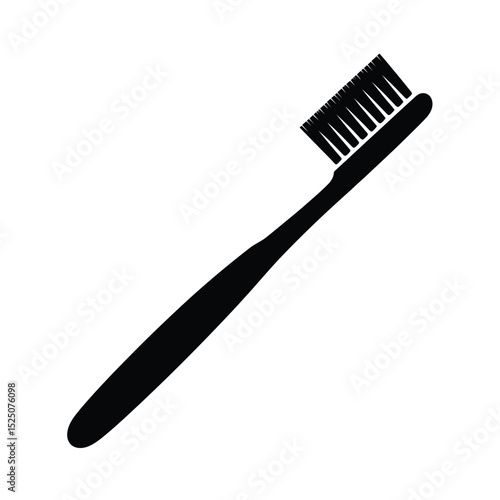 Simple Black and White Toothbrush Silhouette for Dental Hygiene Concepts