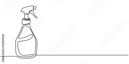 Disinfectant Spray Continuous Line Editable Stroke Icon, Detergent spray bottle dispenser vector. One line continuous drawing illustration. Hand drawn linear silhouette icon. Cleaning product.