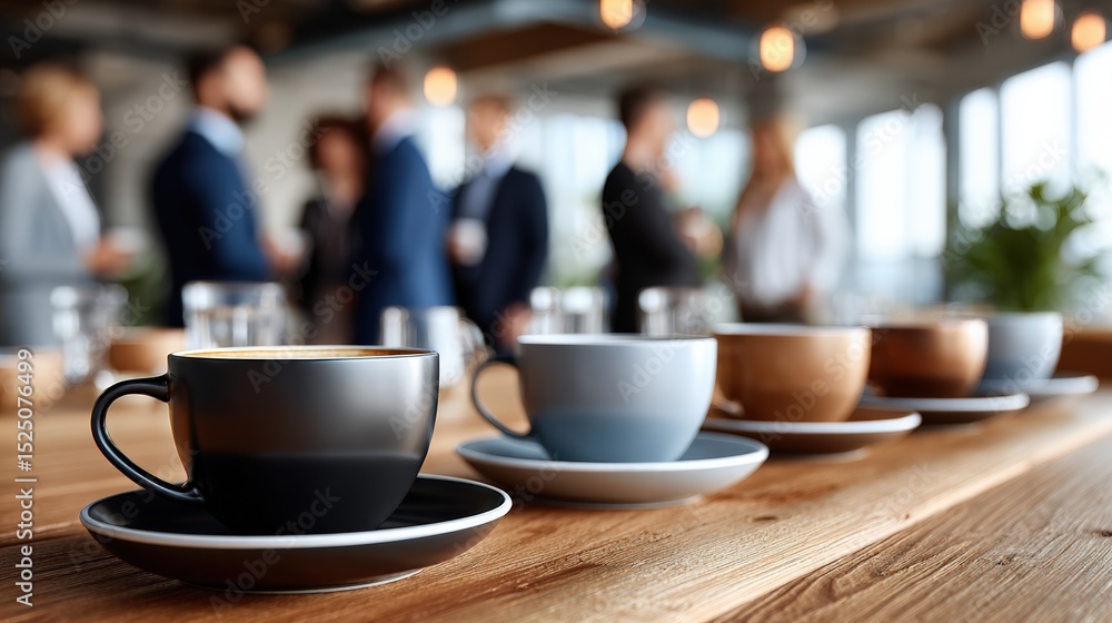 Coffee Cups on Table at Business Networking Event Coffee Cups on Table at Business Networking Event