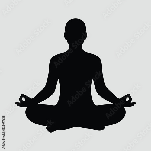 Silhouette Meditation posture yoga lotus position Illustration Vector