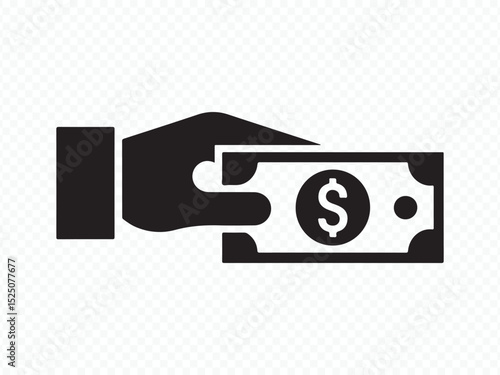 Hand holding money dollar bill icon Vector