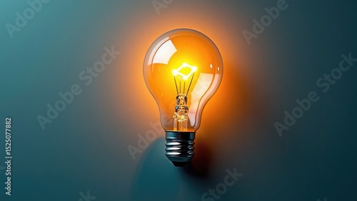 Yellow Light Bulb with Simple Background
